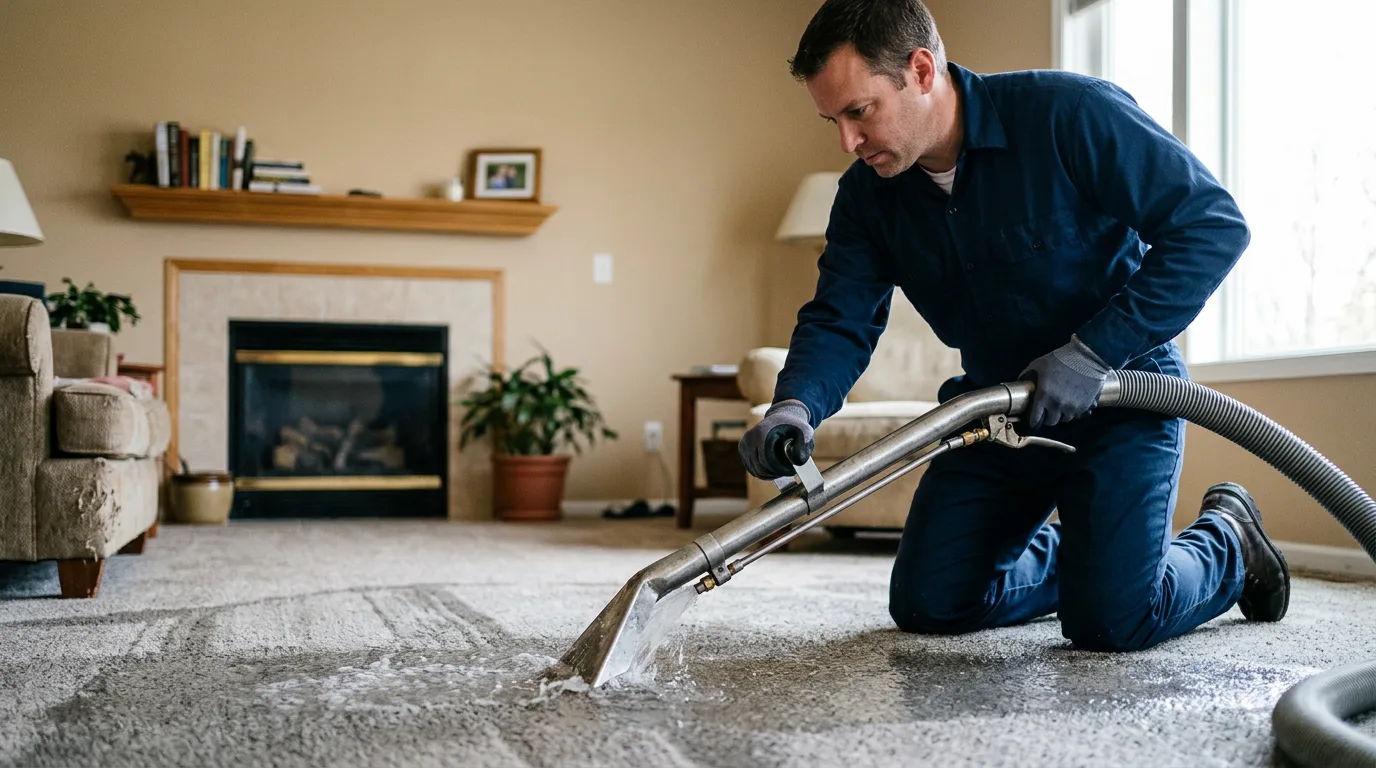 Water damage restoration technician working near New Bethlehem, PA